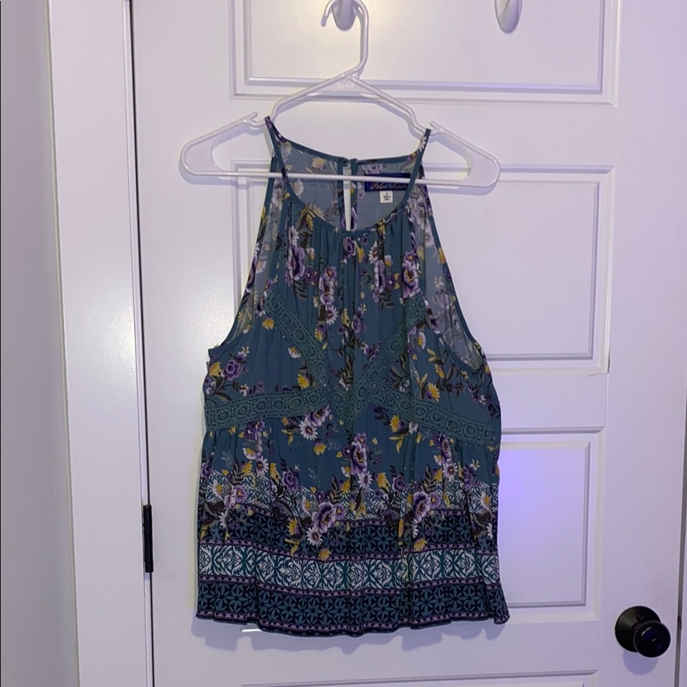 Blue Rain - Floral Green Tank Top